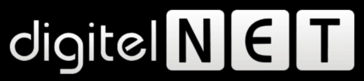 White logo black background