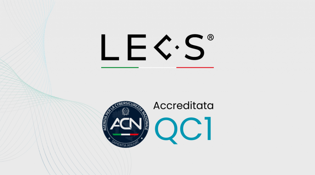 Logo Lecs su sfondo chiaro con Logo ACN e accreditamento QC1.
