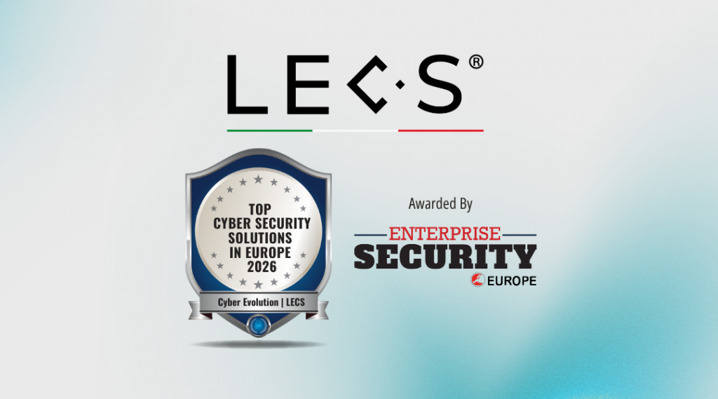 Logo LECS con il riconoscimento Top Cyber Security Solutions in Europe 2026 assegnato da Enterprise Security Magazine Europe.