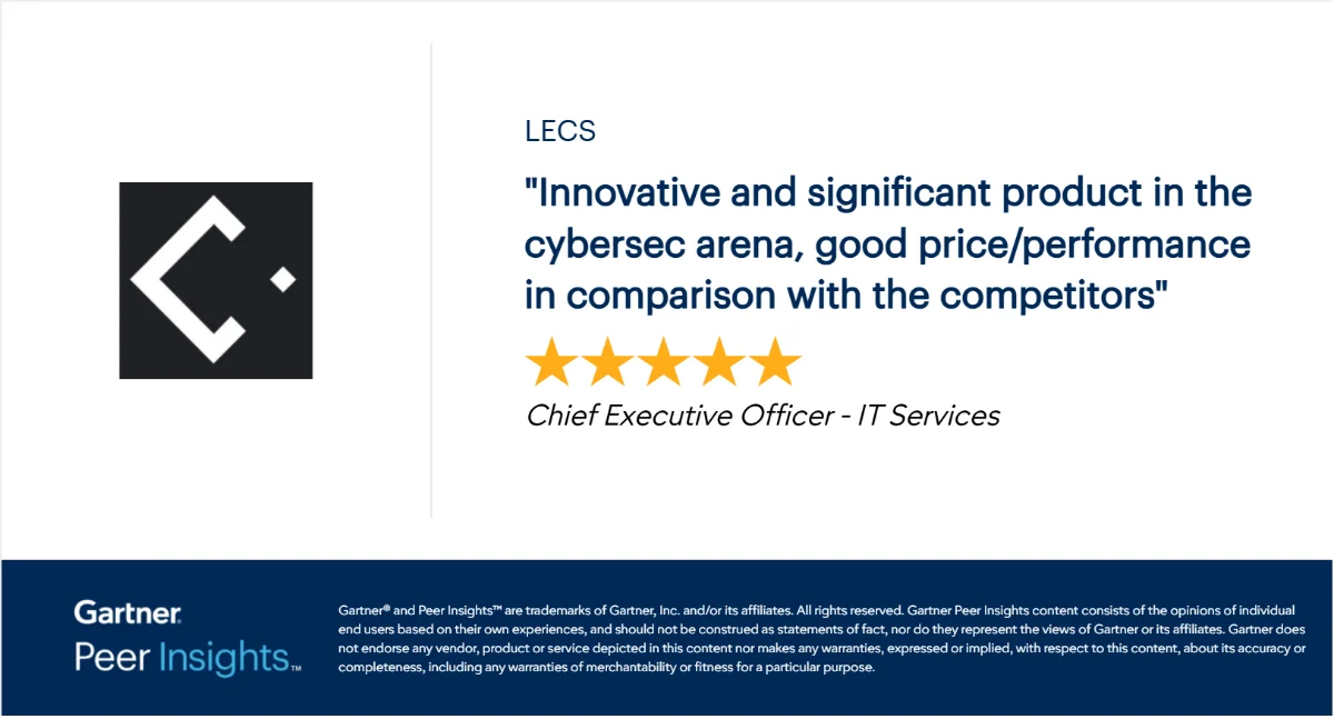 5-star Gartner Peer Insights review of LECS: an innovative cybersecurity product that offers good value for money compared to competitors